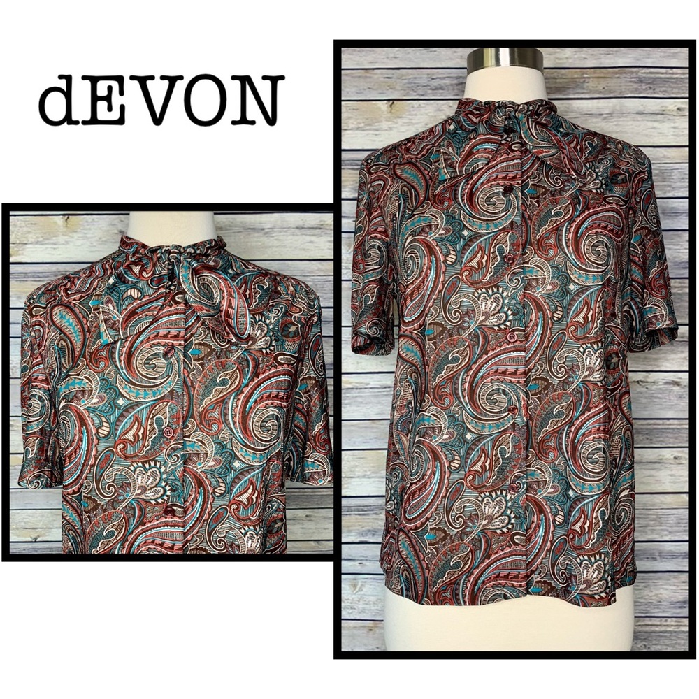 AMAZING Devon Vintage 70s Short Sleeve Button Down, Size Small
